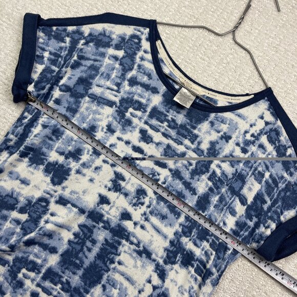 Lucky Brand Short Sleeve Tie-Dye Indigo Blue T-Shirt Boho Print Women Size S - Picture 7 of 14